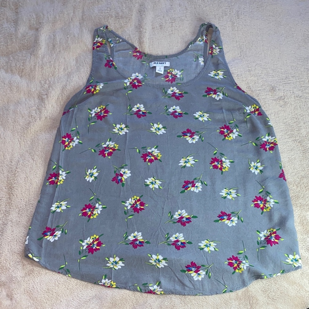 Old Navy Floral Gray Tank Top